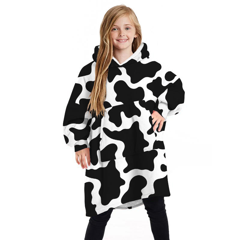 Children's Winter Home Blanket Double-sided Hoodie Pajams